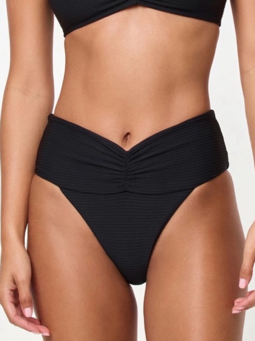 L*Space Bardot Bikini Bottoms in Black SZ L NWT